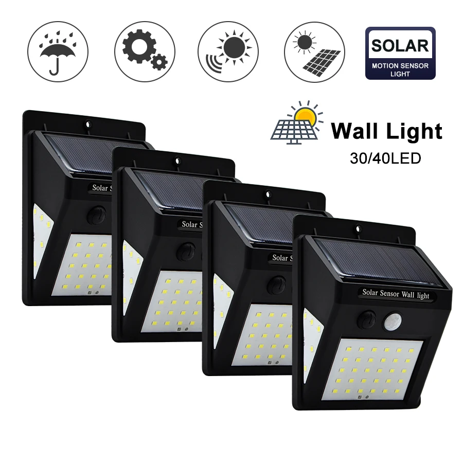 30/40 LED Solar Powered Wall Solar Lamps Motion Sensor Waterproof Outdoor Path Garden Security Light 3 Side Luminous solar light
30/40 LED Solar Powered Wall Solar Lamps Motion Sensor Waterproof Outdoor Path Garden Security Light 3 Side Luminous solar light