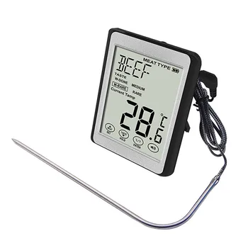 

CH-210 Thri-Color Backlight Alarm BBQ Thermometer Probe Type Touch Screen Electronic Food Thermometer