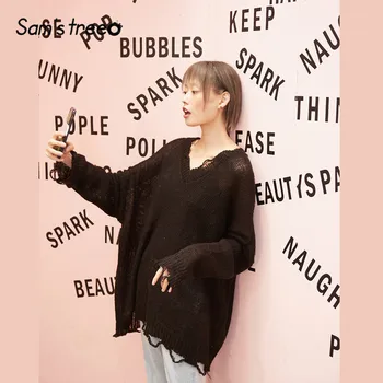 SAM'S TREE Black Solid Cut Out Jersey Casual Pullovers Women Sweaters 2020 Spring Pure Mohair Fringe Korean Ladies Daily Top
SAM'S TREE Black Solid Cut Out Jersey Casual Pullovers Women Sweaters 2020 Spring Pure Mohair Fringe Korean Ladies Daily Top