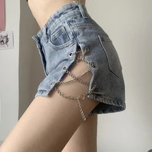 Women Harajuku Summer Hot Jeans Shorts with Chains High Waisted Short Pants Fashion Korean Split Buckle Up Shorts gothic punk
Women Harajuku Summer Hot Jeans Shorts with Chains High Waisted Short Pants Fashion Korean Split Buckle Up Shorts gothic punk