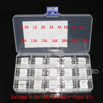 75pcs Ceramic Fuse 6*30mm 0.5A 1A 2A 3A 4A 5A 6A 8A 10A 13A 15A 16A 20A 25A 30A Fuse Assortment Kit 6x30mm Insurance Tube Fuses
75pcs Ceramic Fuse 6*30mm 0.5A 1A 2A 3A 4A 5A 6A 8A 10A 13A 15A 16A 20A 25A 30A Fuse Assortment Kit 6x30mm Insurance Tube Fuses