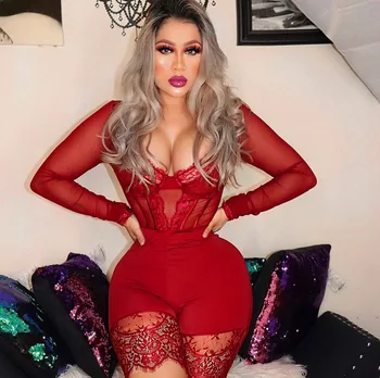 2020 Lace Patchwork Sexy V-neck Long Sleeve Jumpsuits Women Party Playsuit Elegant Bodycon Bandage Club Short Playsuits Overalls
2020 Lace Patchwork Sexy V-neck Long Sleeve Jumpsuits Women Party Playsuit Elegant Bodycon Bandage Club Short Playsuits Overalls