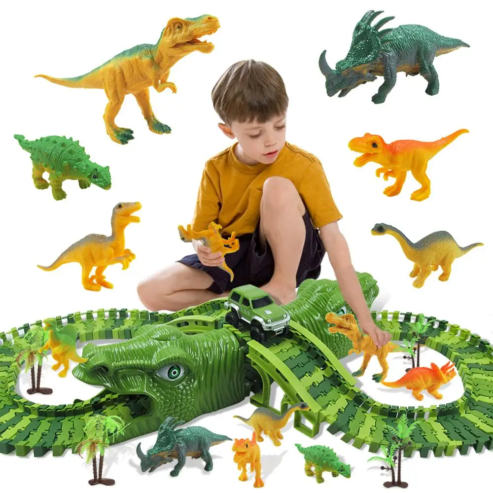 153Pcs New Cool Dinosaur Race Track Road Railway Magical Racing Track Set Toy Bend Flexible Diecast Vehicle Toys for children
153Pcs New Cool Dinosaur Race Track Road Railway Magical Racing Track Set Toy Bend Flexible Diecast Vehicle Toys for children