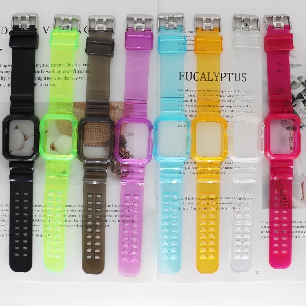 Силиконовый кристально чистый спортивный браслет для Apple Watch Series SE6 5 44 мм 42