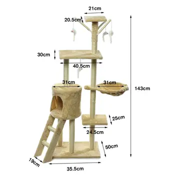143cm Pet Cat Tree House Condo Toy Scratching Post for Cats Wood Climbing Tree Cat Tree Towers Furniture Cat Playing Toys
143cm Pet Cat Tree House Condo Toy Scratching Post for Cats Wood Climbing Tree Cat Tree Towers Furniture Cat Playing Toys