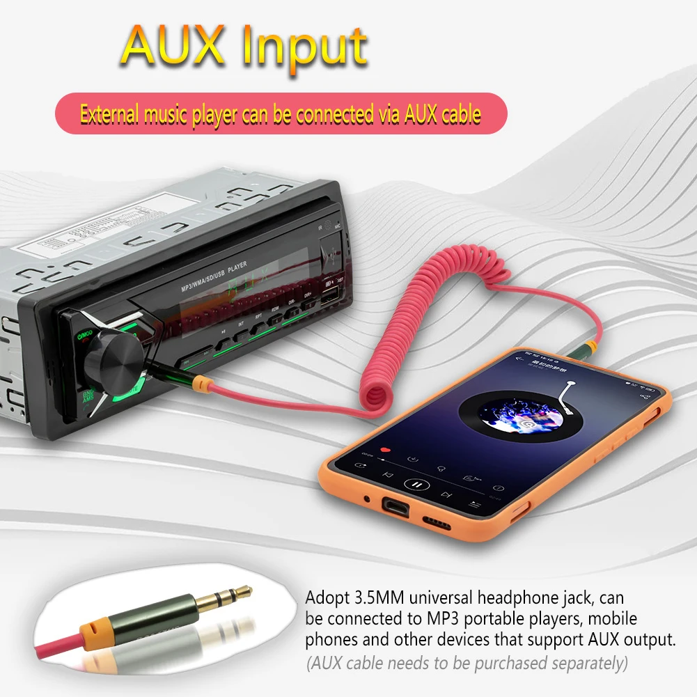 Car Radio Bluetooth Autoradio Car Stereo FM Radio Receiver Seven Colorful Lights AUX Multimedia MP3 Player Vehicle Accessories
Car Radio Bluetooth Autoradio Car Stereo FM Radio Receiver Seven Colorful Lights AUX Multimedia MP3 Player Vehicle Accessories