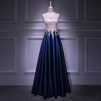 Navy Blue Long Evening Dresses Lace Top Sleeveless Satin Real Photo Party Prom Gowns Floor Length Zipper Back Maid of Honor
Navy Blue Long Evening Dresses Lace Top Sleeveless Satin Real Photo Party Prom Gowns Floor Length Zipper Back Maid of Honor