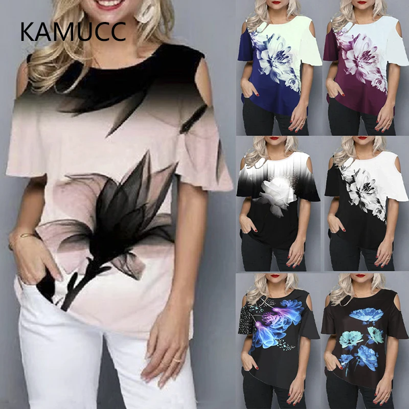 Spring and Summer New INS Rxplosion Models Ladies Large Size Loose 3D Flower Printing Round Neck Strapless Short Sleeve T-shirt
Spring and Summer New INS Rxplosion Models Ladies Large Size Loose 3D Flower Printing Round Neck Strapless Short Sleeve T-shirt