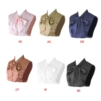 Womens Lady Imitation Silk Solid Color Half-Shirt Blouse Adjusable Long Ribbon Bowknot Tie Detachable Button Down False Collar
Womens Lady Imitation Silk Solid Color Half-Shirt Blouse Adjusable Long Ribbon Bowknot Tie Detachable Button Down False Collar