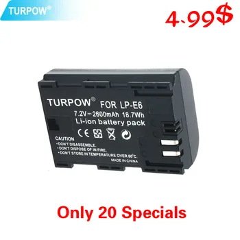 Turpow For Canon LP-E6 battery 7.2V 2600mAh Rechargeable Camera Battery LP E6 LPE6 5D 6D 7D 60D 60Da 70D 80D Mark II Mark III
Turpow For Canon LP-E6 battery 7.2V 2600mAh Rechargeable Camera Battery LP E6 LPE6 5D 6D 7D 60D 60Da 70D 80D Mark II Mark III