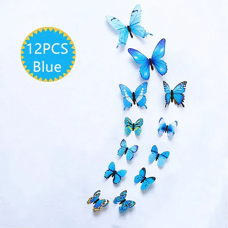 12 шт./компл. новые красивые бабочки настенные наклейки ПВХ 3D Настенный декор