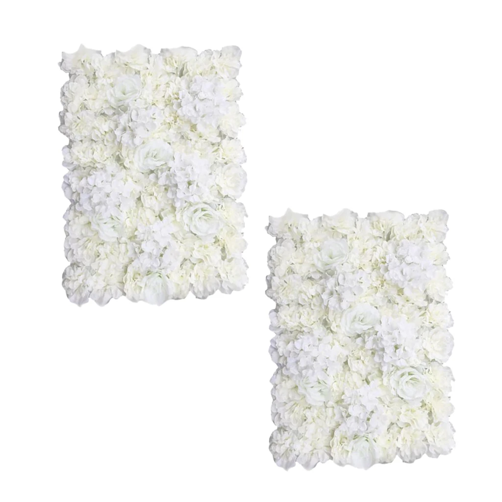 2pieces Silk Artificial Flower Wall Panel Wedding Venue Shop Window Decor Cream 2pieces Silk Artificial Flower Wall Panel Wedding Venue Shop Window Decor Cream