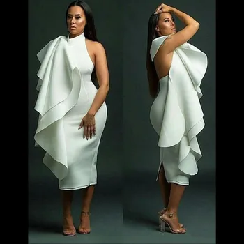 White 2019 Elegant Cocktail Dresses Sheath High Collar Tea Length Short Backless Homecoming Dresses
White 2019 Elegant Cocktail Dresses Sheath High Collar Tea Length Short Backless Homecoming Dresses