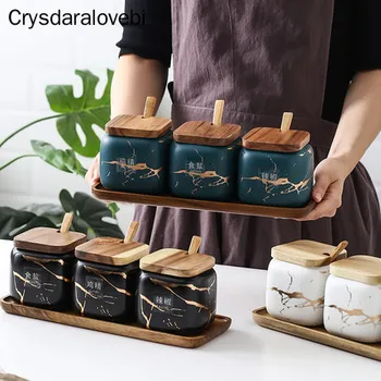 Creative Nordic Style Marble Pattern Ceramic Kitchen Seasoning Tank Set Wooden Cover Salt Shaker Spice Jar Kitchen Accessories
Creative Nordic Style Marble Pattern Ceramic Kitchen Seasoning Tank Set Wooden Cover Salt Shaker Spice Jar Kitchen Accessories