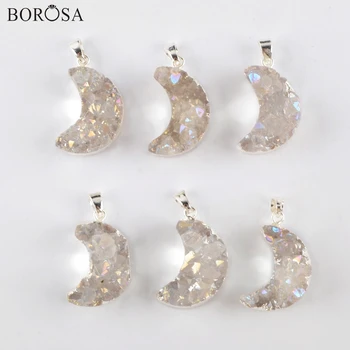 Silver Plated Natural Agates Druzy Moon Pendant for Women Necklace Titanium AB Druzy Charms Jewelry Statement Necklace S0388
Silver Plated Natural Agates Druzy Moon Pendant for Women Necklace Titanium AB Druzy Charms Jewelry Statement Necklace S0388