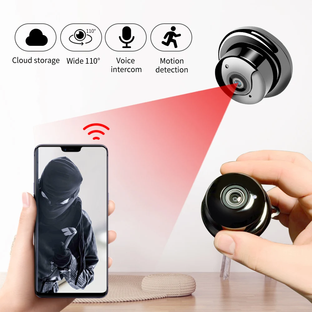 

V380 1080P Wireless Mini WiFi Camera Home Security Camera IP CCTV Surveillance IR Night Vision Motion Detect P2P 720P micro cam
