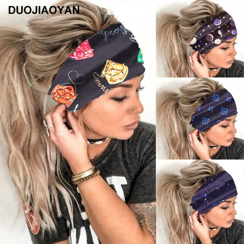 

Fashion Headband hair Headwear Starry Printed Elastic Broadband Headband Sports Girl Hairband Hair Accessories