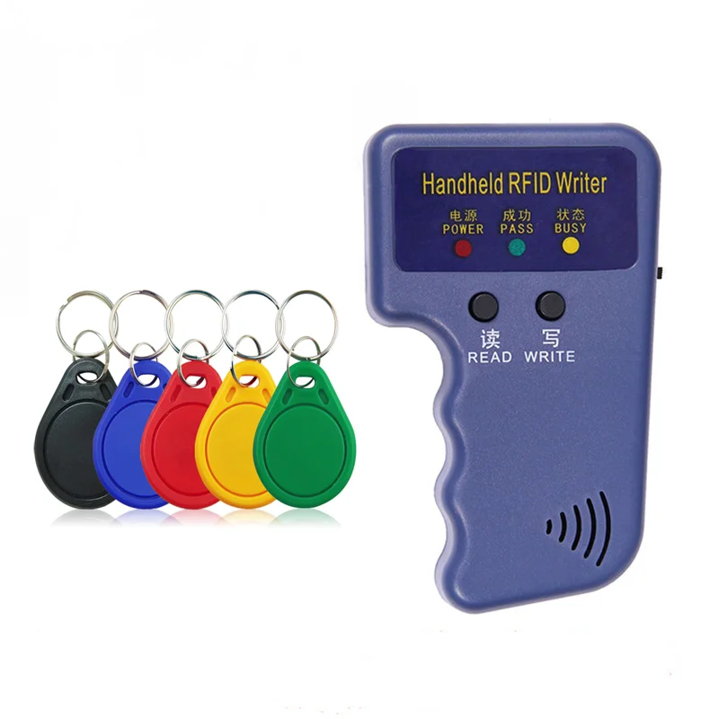 Handheld 125KHz EM4100 RFID Copier Writer Duplicator Programmer Reader + EM4305 T5577 Rewritable ID Keyfobs Tags Card
Handheld 125KHz EM4100 RFID Copier Writer Duplicator Programmer Reader + EM4305 T5577 Rewritable ID Keyfobs Tags Card