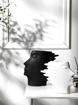 Modern Creative White Black Ceramic Vase Abstract Face Silhouette Decorative Ornaments Character Face Porcelain Vase Home Decor
Modern Creative White Black Ceramic Vase Abstract Face Silhouette Decorative Ornaments Character Face Porcelain Vase Home Decor