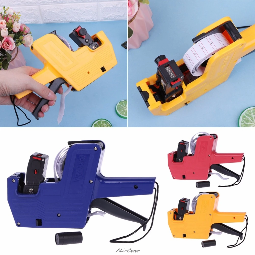 Hot MX-5500 8 Digits Price Tag Gun Labeler Labeller Stickers Label Paper +2 Ink Roll Manual Pricing Machine Random Color | Дом и сад
