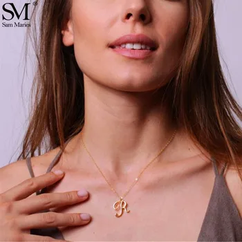 

Monogram Initial Letter Pendant Necklace Alphabet Name Letter Choker Dainty Women Gift Jewelry Accessories Free Shipping