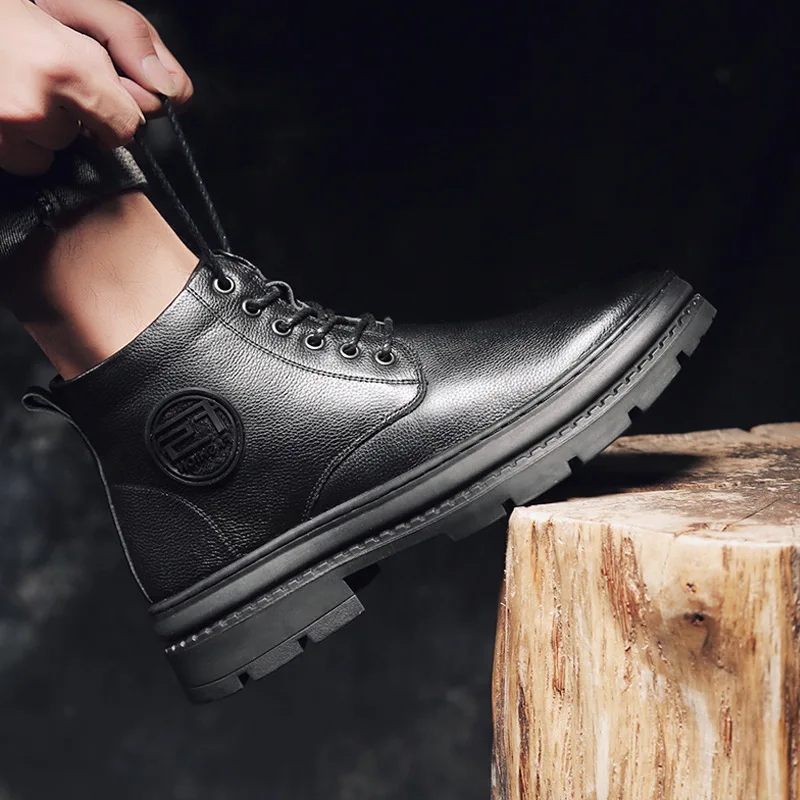 Autumn And Winter MEN'S Leather Boots Full-grain Leather Martin Boots Men Casual Short Boots plus Velvet Warm Worker Boot High C
Autumn And Winter MEN'S Leather Boots Full-grain Leather Martin Boots Men Casual Short Boots plus Velvet Warm Worker Boot High C