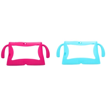 

2x 7 Inch Soft Silicone Gel Cover Case for Q88 Android Kids Children Tablet PC A13 Sky Blue & Rose Red