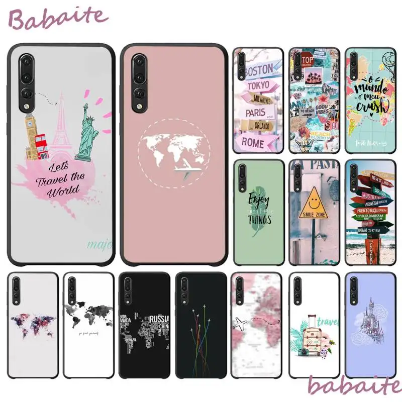 Мягкий чехол Babaite из ТПУ с рисунком для путешествий по всему миру HuaweiY9 2018 HONOR 8 8X 9