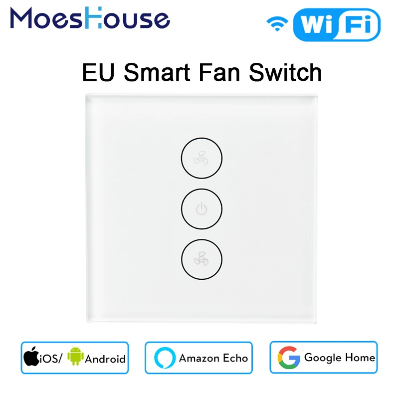 WiFi Smart Ceiling Fan Switch APP Remote Timer and Speed Control Compatible with Alexa and Google Home No Hub Required US EU
WiFi Smart Ceiling Fan Switch APP Remote Timer and Speed Control Compatible with Alexa and Google Home No Hub Required US EU