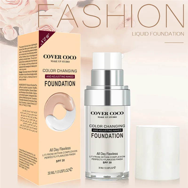 30ML Color Changing Foundation Makeup Base Liquid Cover Concealer Longlasting Makeup Sombras Skin Care Foundation
30ML Color Changing Foundation Makeup Base Liquid Cover Concealer Longlasting Makeup Sombras Skin Care Foundation