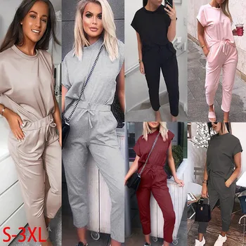 Summer O Neck Short Sleeve Women's Sets 2020 Solid Slim Cropped Pants Two Piece Set Fashion Holiday Ladies 2 Piece Set Plus Size
Summer O Neck Short Sleeve Women's Sets 2020 Solid Slim Cropped Pants Two Piece Set Fashion Holiday Ladies 2 Piece Set Plus Size
