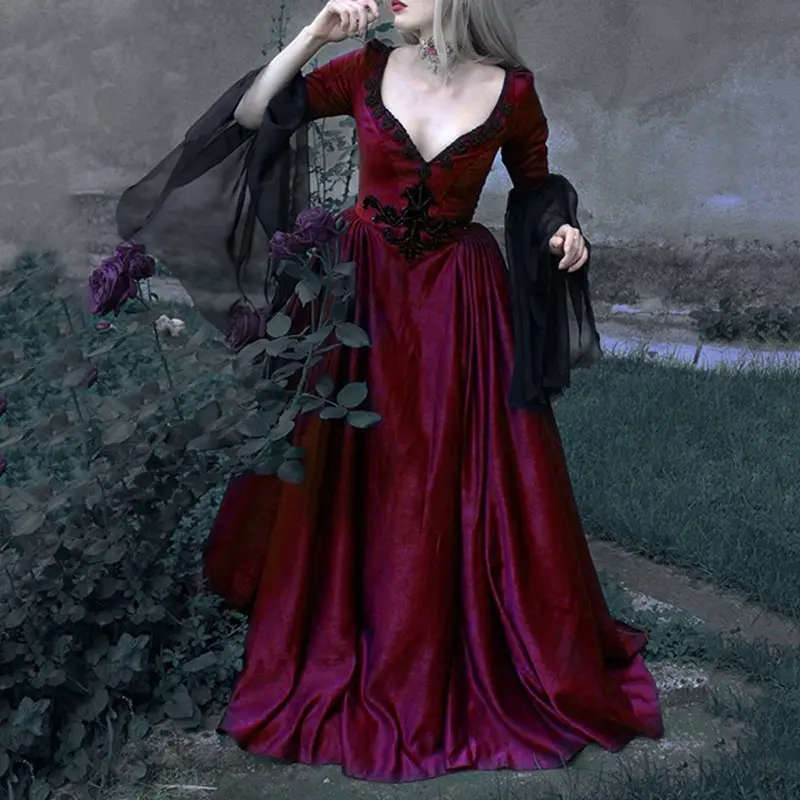 Goth Vintage Elegant Long Dress Women Autumn Winter Dark Black Red Mesh Retro Evening Party Dinner Dress Plus Size 5XL Vestidos
Goth Vintage Elegant Long Dress Women Autumn Winter Dark Black Red Mesh Retro Evening Party Dinner Dress Plus Size 5XL Vestidos