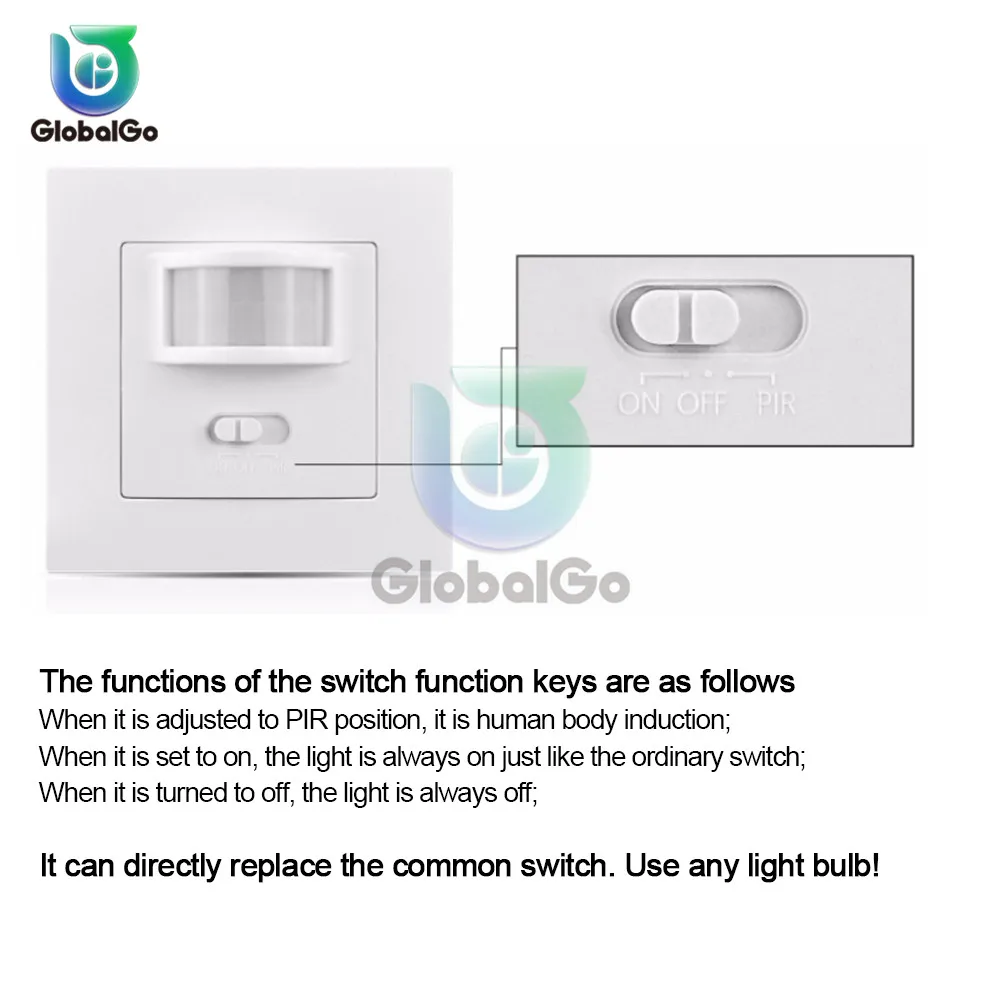 AC110-240V PIR Infrared Detector Infrared Motion Sensor Switch ON/Off Wall Switch Adjustable Time Delay Switch for Home Lighting
AC110-240V PIR Infrared Detector Infrared Motion Sensor Switch ON/Off Wall Switch Adjustable Time Delay Switch for Home Lighting