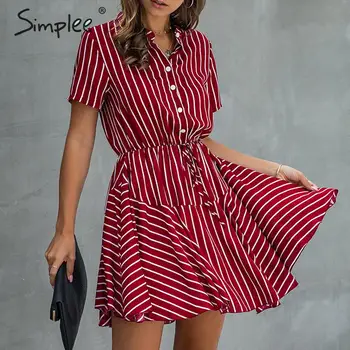 Simplee Plus size striped women dress Casual cotton button high wasit a-line summer dress Lay office lapel oversize mini dress
Simplee Plus size striped women dress Casual cotton button high wasit a-line summer dress Lay office lapel oversize mini dress