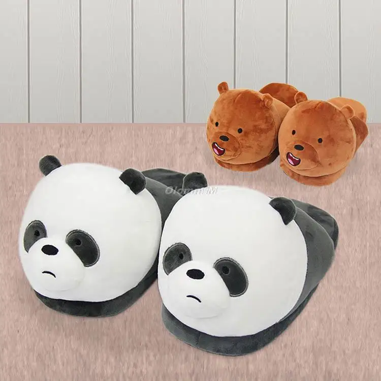 

2021 Bear women christmas plush slippers Cartoon Cute Bear House Slipper Furry Faux Fur Slides Woman Furry Flip Flop Shoes