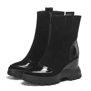 Luxury brand new winter wedges shoes women mid-calf boots breathable sheep suede high heels shoes zapatos de mujer 
Luxury brand new winter wedges shoes women mid-calf boots breathable sheep suede high heels shoes zapatos de mujer