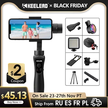 KEELEAD 3-Axis Handheld Gimbal Stabilizer Focus Pull & Zoom for Smartphone Phone Action Camera Video Record Vlog Live
KEELEAD 3-Axis Handheld Gimbal Stabilizer Focus Pull & Zoom for Smartphone Phone Action Camera Video Record Vlog Live