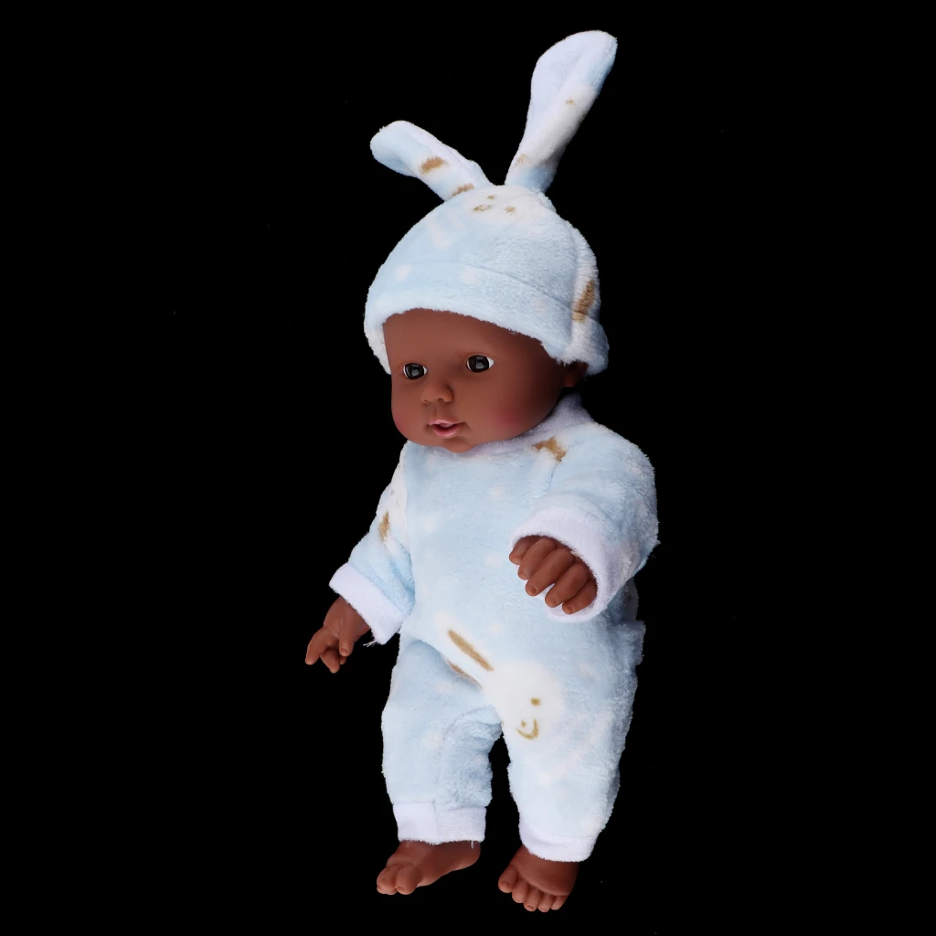 12inch African American Unisex Reborn Baby Dolls with Clothes Newborn Baby Black Skin Soft Vinyl Body Dolls Kids Education Toy 12inch African American Unisex Reborn Baby Dolls with Clothes Newborn Baby Black Skin Soft Vinyl Body Dolls Kids Education Toy