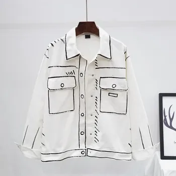 2020 New Fashion Autumn Comic Wind Lapel Long sleeve Single breasted White Jacket Female Loose Handsome Pocket Jacket Outerwear
2020 New Fashion Autumn Comic Wind Lapel Long sleeve Single breasted White Jacket Female Loose Handsome Pocket Jacket Outerwear