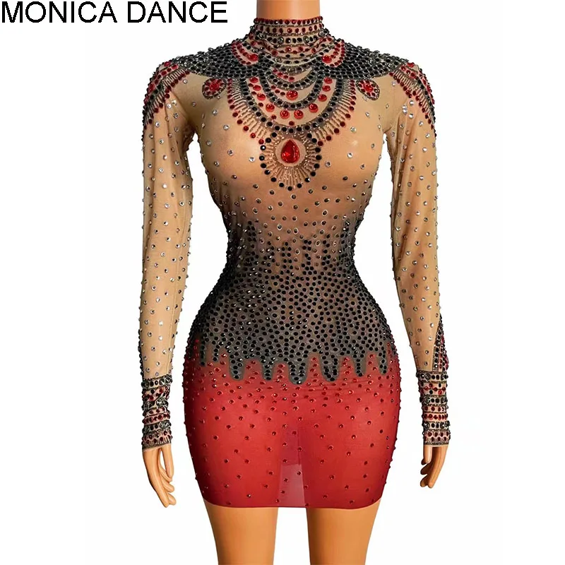 Black Red Rhinestone Transparent Short Mini Dress Bar Dancer Prom Show Outfit Evening Birthday Celebrate Party Dance Host Dress
Black Red Rhinestone Transparent Short Mini Dress Bar Dancer Prom Show Outfit Evening Birthday Celebrate Party Dance Host Dress
