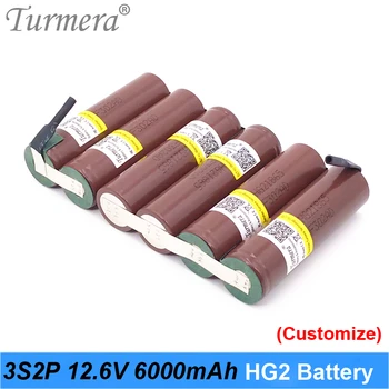 Turmera 10.8V 12.6V 3S2P 6000mAh 30A Lithium Battery 18650 HG2 3000mAh Battery with Soldering for Screwdriver Battery Customized
Turmera 10.8V 12.6V 3S2P 6000mAh 30A Lithium Battery 18650 HG2 3000mAh Battery with Soldering for Screwdriver Battery Customized