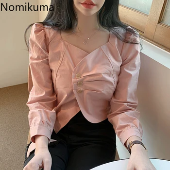 Nomikuma Korean Womens Tops Blouse Sexy Square Collar Long Sleeve Shirt Three Buttons Pleated Irregular High Waist Short Blusas
Nomikuma Korean Womens Tops Blouse Sexy Square Collar Long Sleeve Shirt Three Buttons Pleated Irregular High Waist Short Blusas