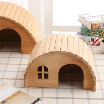 

Pet Hamster Wooden House Squirrel Home Supplies Totoro Nest Gerbil Chalet Mice Hideout Rat Mouse Cage Accessories