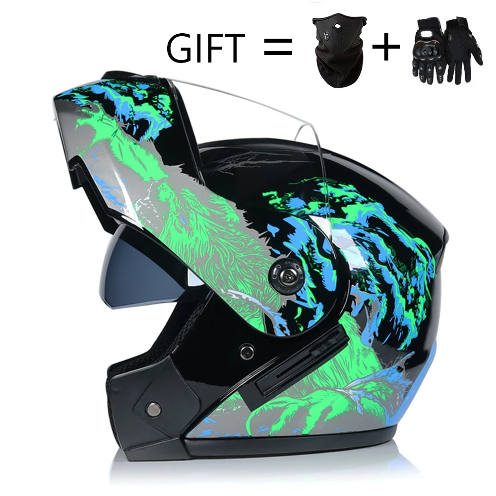 New Flip Up Racing helmet Modular Dual lens Motorcycle Helmet full face Safe helmets Casco capacete casque moto
New Flip Up Racing helmet Modular Dual lens Motorcycle Helmet full face Safe helmets Casco capacete casque moto