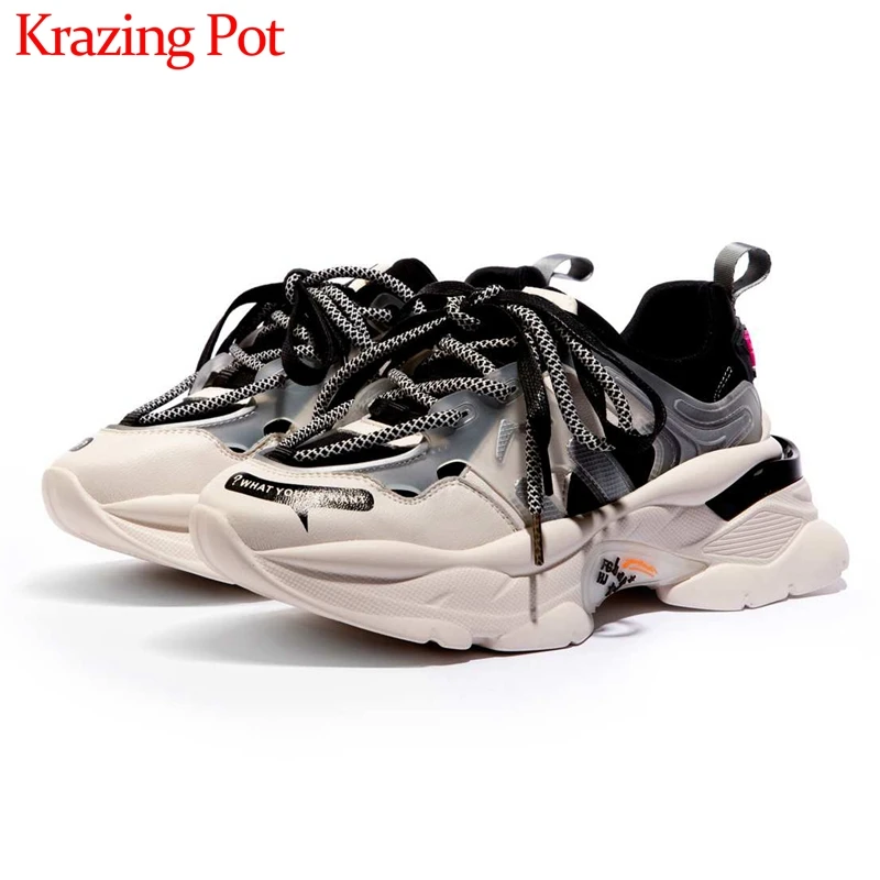 Krazing pot Internet star genuine leather soft white sneaker mixed colors round toe lace up autumn women vulcanized shoes L79
Krazing pot Internet star genuine leather soft white sneaker mixed colors round toe lace up autumn women vulcanized shoes L79