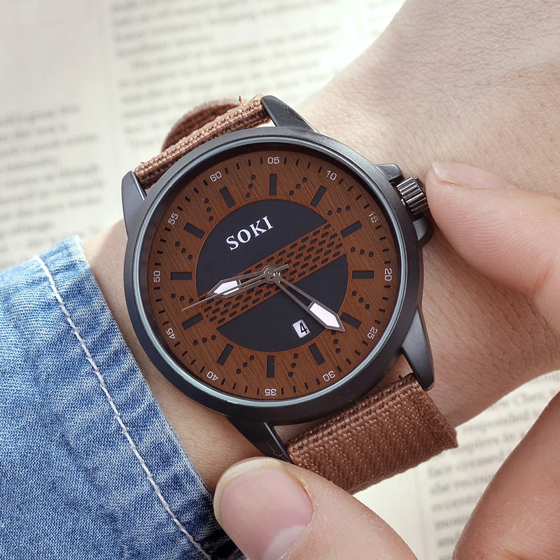 Фото Мужские кварцевые часы в стиле ретро аналоговые Роскошные повседневные с