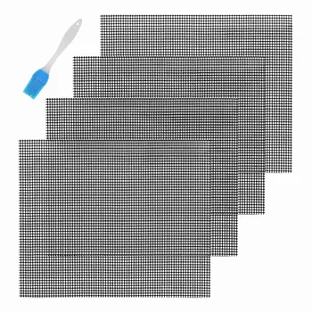 4PCS BBQ Grill Mesh Mat with Brush Non Stick Grilling Mesh Reusable Heat Resistant BBQ Grill Mats 
4PCS BBQ Grill Mesh Mat with Brush Non Stick Grilling Mesh Reusable Heat Resistant BBQ Grill Mats