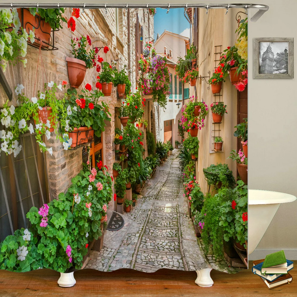 Rural Idyllic Flowers European Garden Shower Curtain Bathroom Waterproof 3d Printed Bath Curtains with 10 Hooks Polyester Cloth Rural Idyllic Flowers European Garden Shower Curtain Bathroom Waterproof 3d Printed Bath Curtains with 10 Hooks Polyester Cloth