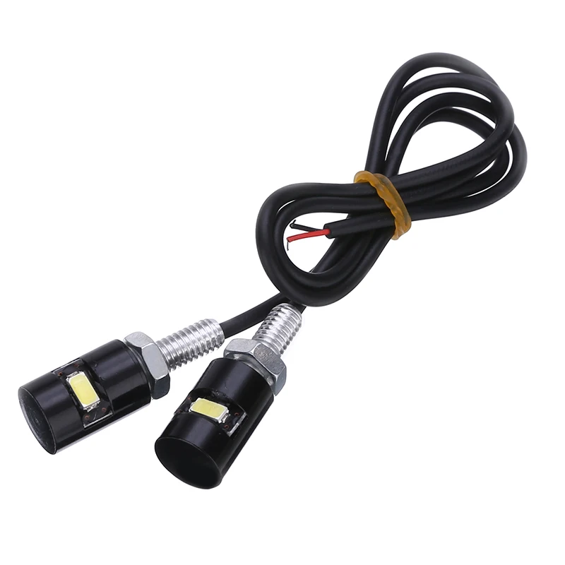 For ATV Quad Off-road 1Pair 12V LED Motorcycle Car License Plate Screw Bolt Light Bulb Black Housing White Lamp Mayitr