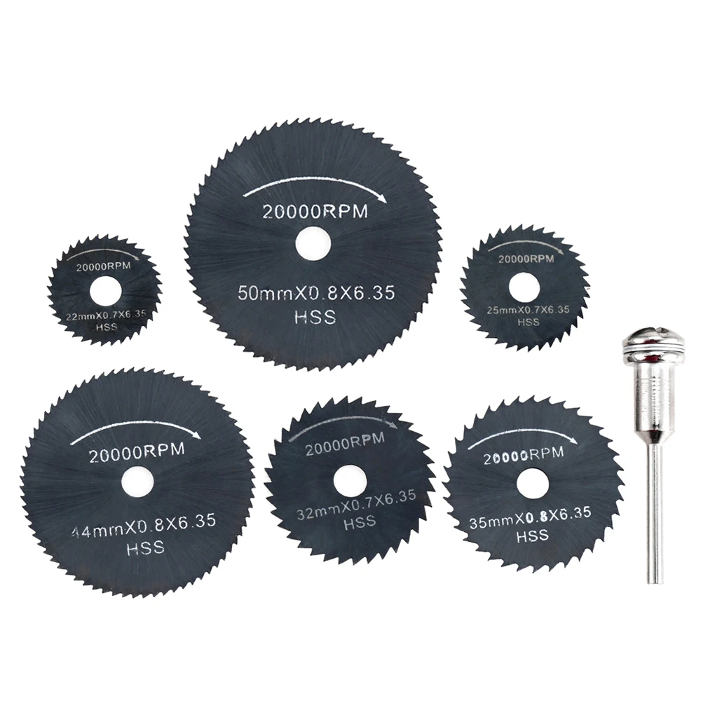 6pcs HSS Circular Cutting Blades High Speed Steel Circular Rotary Blade Wheel Discs Tools Kit Set with 1/8" Shank for Cutting
6pcs HSS Circular Cutting Blades High Speed Steel Circular Rotary Blade Wheel Discs Tools Kit Set with 1/8" Shank for Cutting